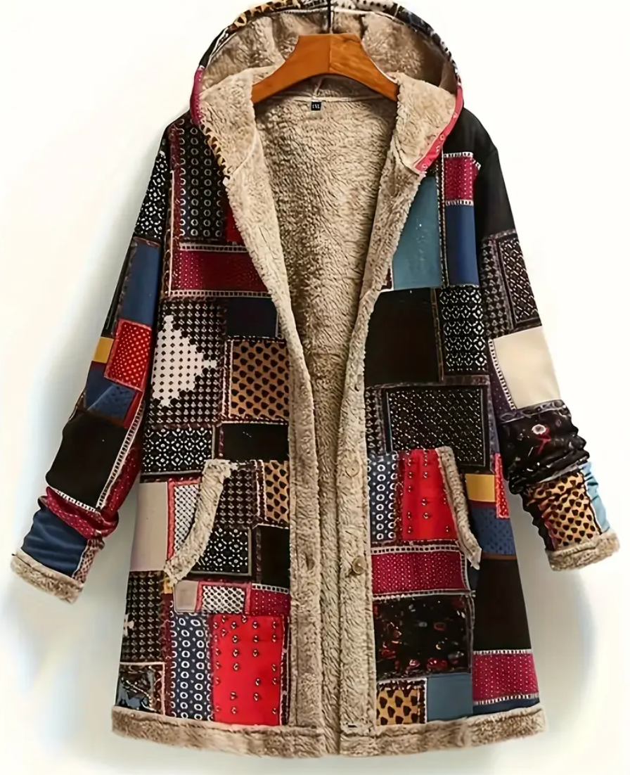 Colorful Women's Patchwork Hooded Jacket