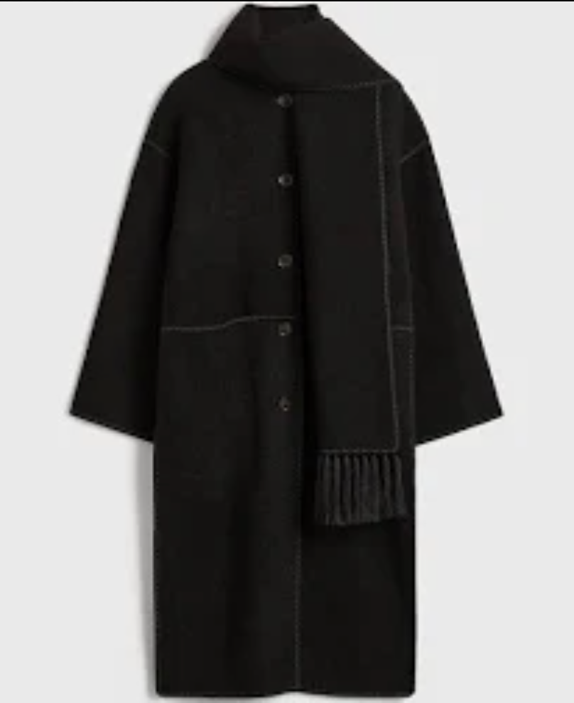 Embroidered Scarf Coat